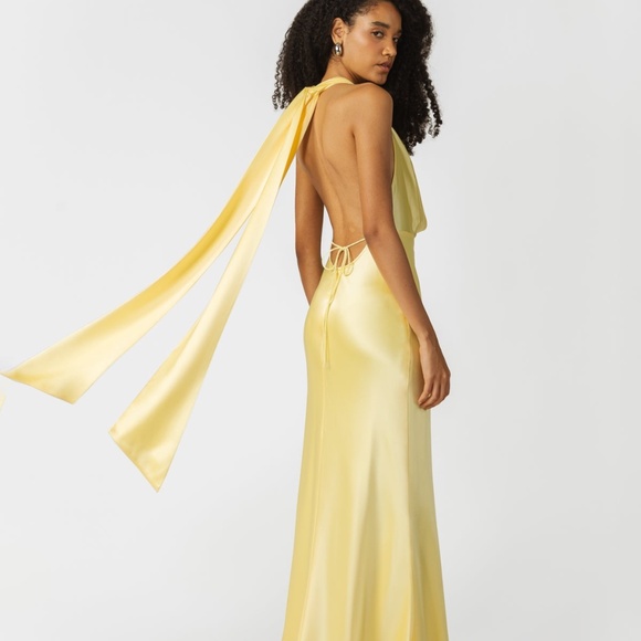 SAULEE PEARL SATIN GOWN popcorn yellow - Picture 1 of 16
